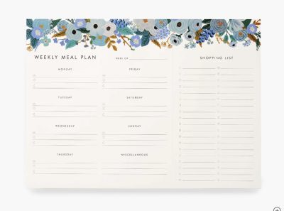 Garden Party Blue Meal Planner Notepad