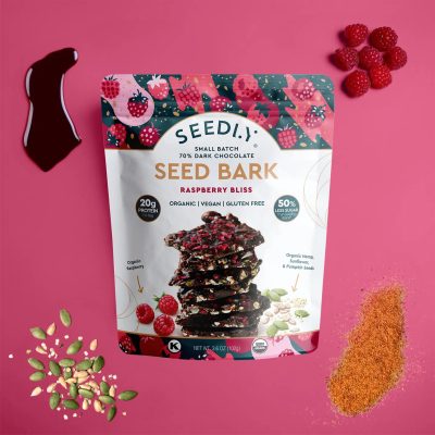 SEEDLY, Raspberry Bliss, Dark Chocolate Bark, 3.6 Oz.